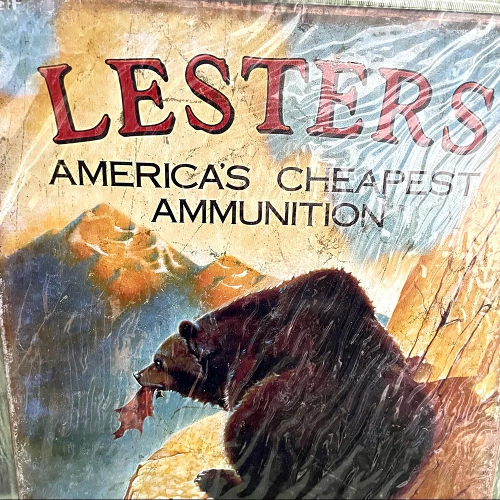 NEW Lesters Ammunition Metal Sign